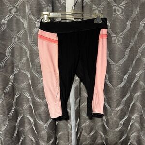 Lululemon‎ Cropped Leggings Yoga Running Drawstring Black Pink Athleisure
